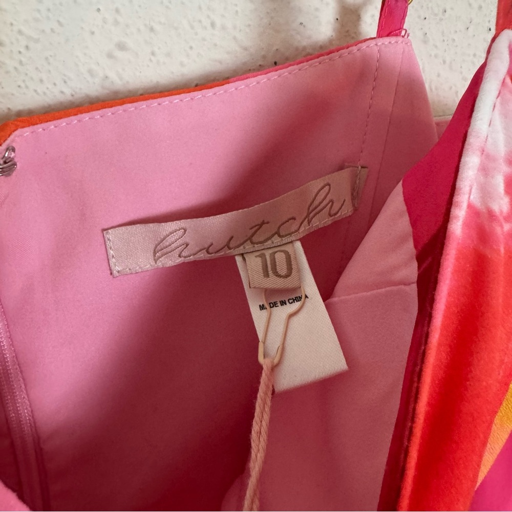 Hutch mali bustier Pink and Orange watercolor pleated Satin Gown - Picture 10 of 12